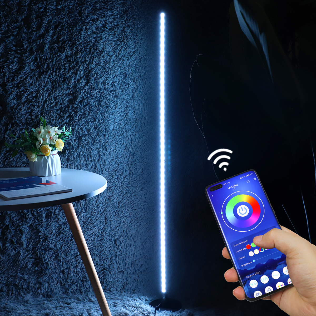 RGB Corner Stand Floor Room Light WIth Circular base