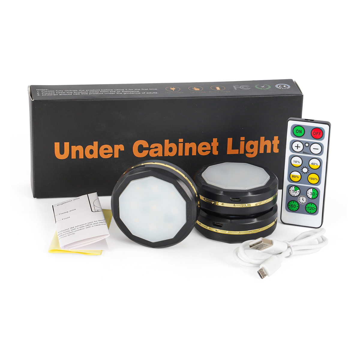 LED Round Night Light Black with Battery